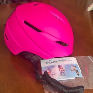 Pink ski helmet